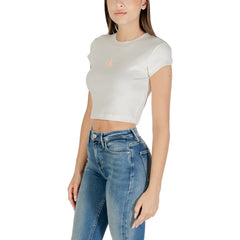 Calvin Klein Jeans Cremefarbenes Baumwoll-T-Shirt