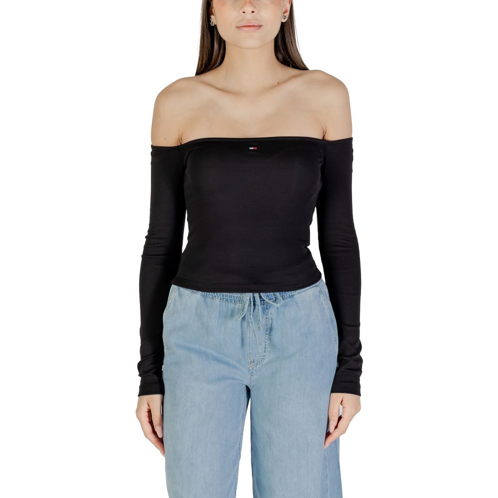 Tommy Hilfiger Jeans Langarm-T-Shirt aus recycelter Baumwolle in Schwarz