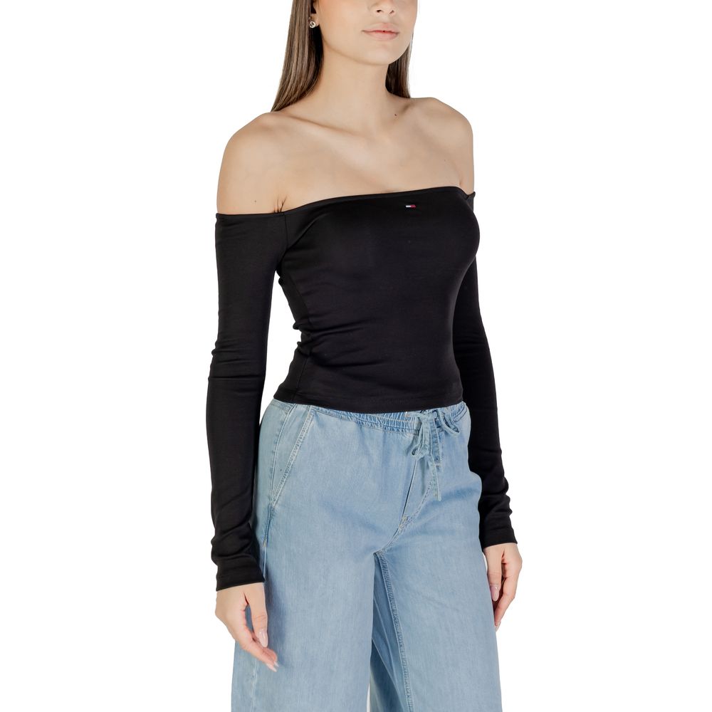 Tommy Hilfiger Jeans Langarm-T-Shirt aus recycelter Baumwolle in Schwarz