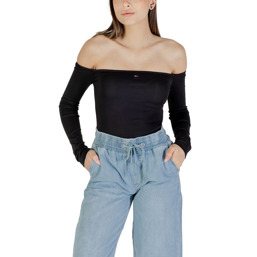 Tommy Hilfiger Jeans Langarm-T-Shirt aus recycelter Baumwolle in Schwarz