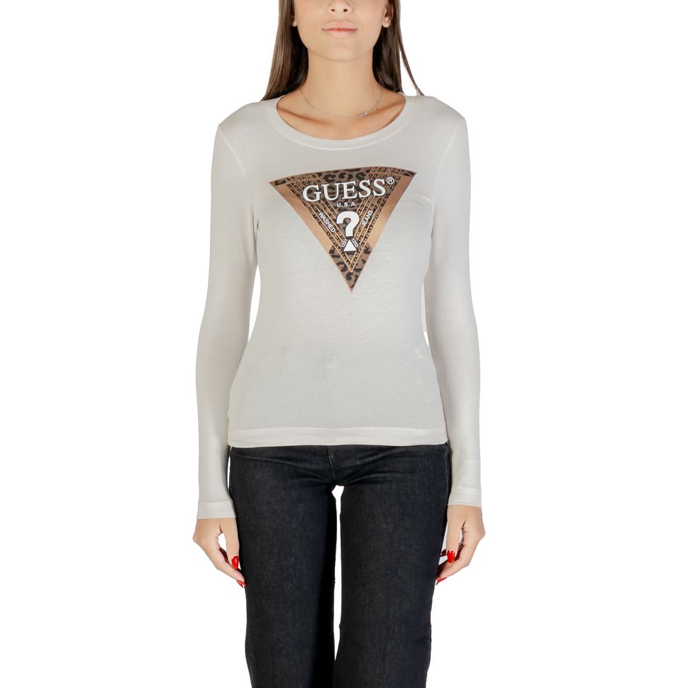 Guess Langarmshirt aus cremefarbener Baumwolle