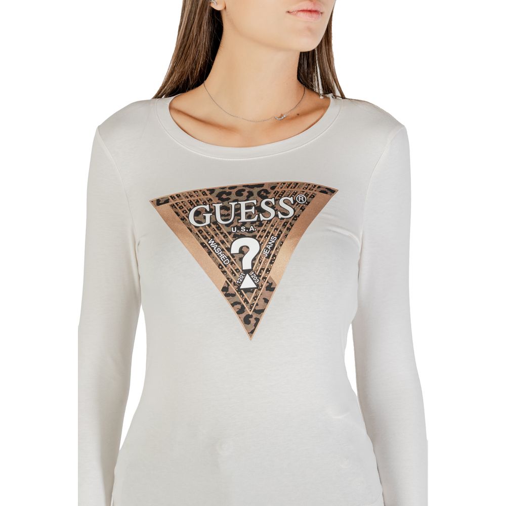 Guess Langarmshirt aus cremefarbener Baumwolle