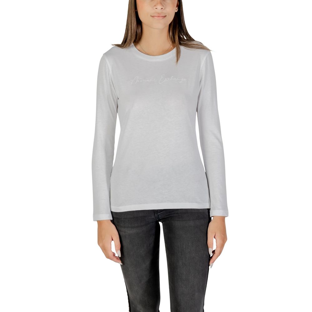 Armani Exchange Weißes Baumwoll-Langarm-T-Shirt