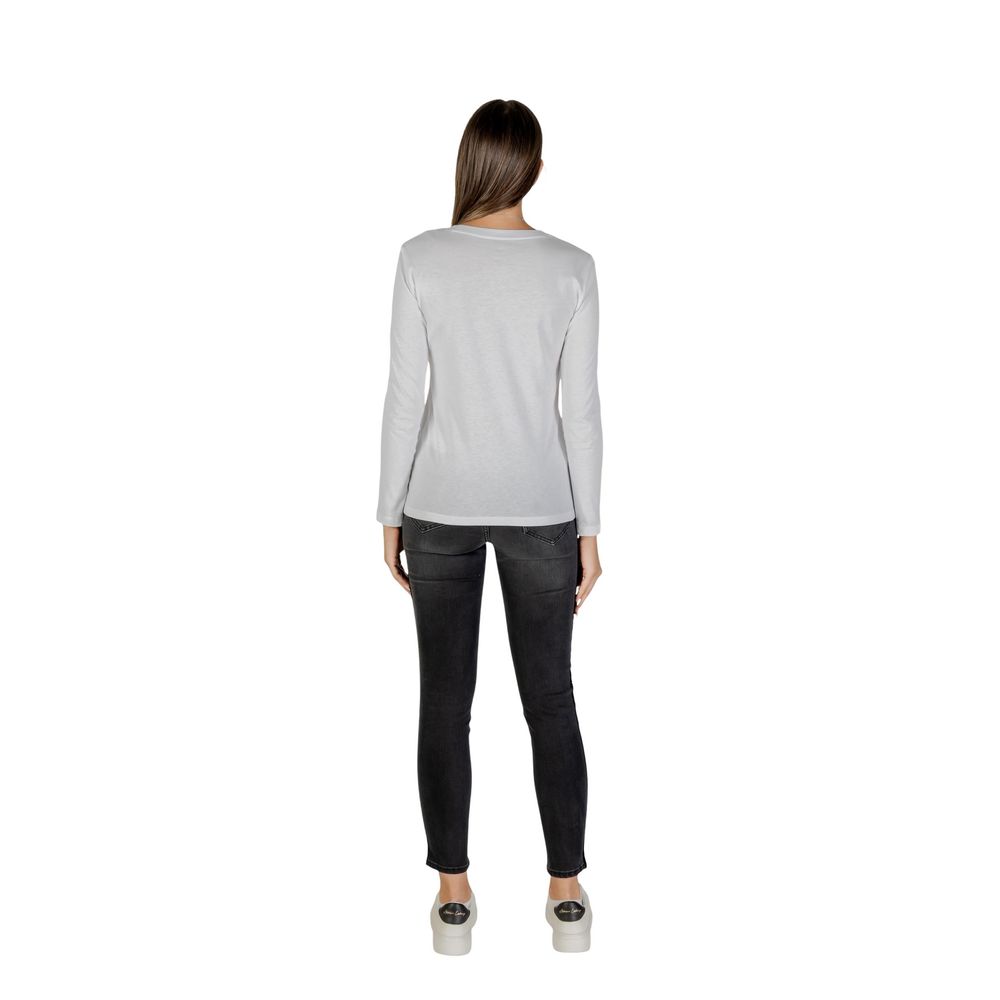 Armani Exchange Weißes Baumwoll-Langarm-T-Shirt