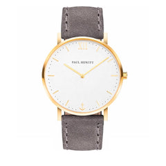PAUL HEWITT Gray Leather Dress Watch