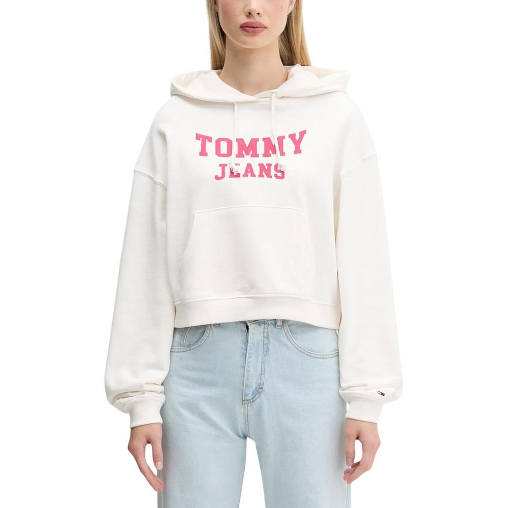 Tommy Hilfiger Jeans Hoodie aus recycelter Baumwolle in Creme