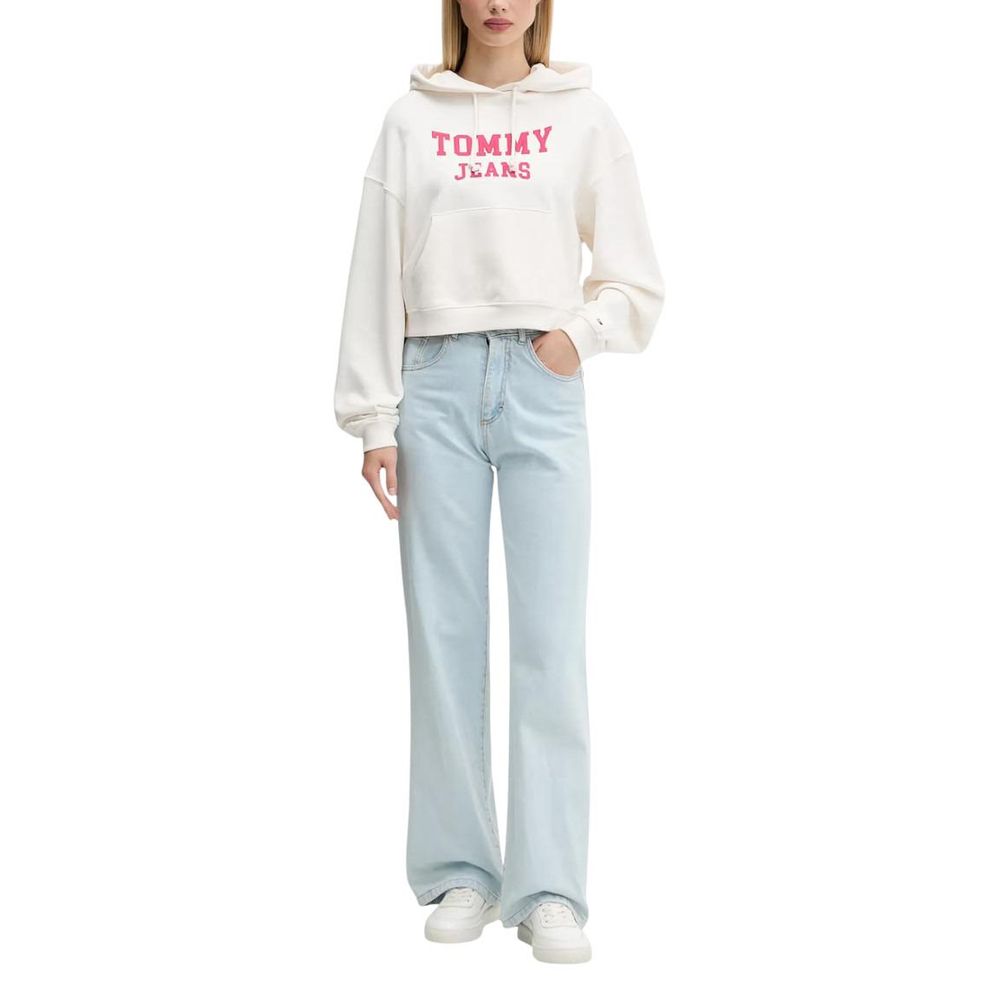 Tommy Hilfiger Jeans Hoodie aus recycelter Baumwolle in Creme