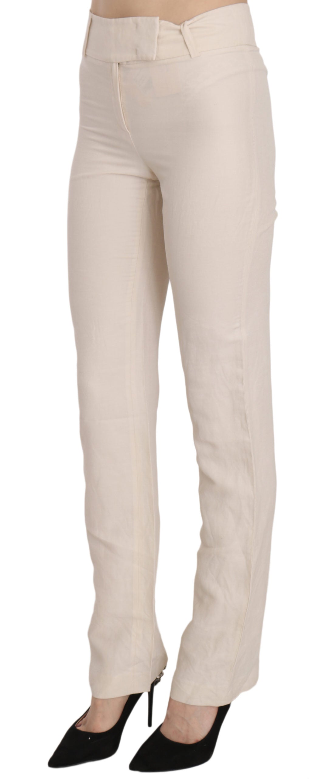 LAUREL Weiße High Waist Schlaghose aus Seidenmischung