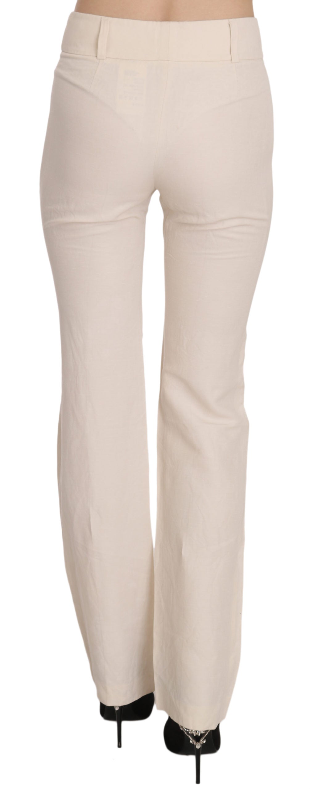 LAUREL Weiße High Waist Schlaghose aus Seidenmischung