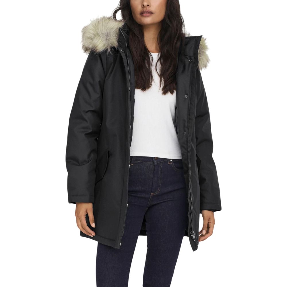 Nur schwarzer Polyesterparka