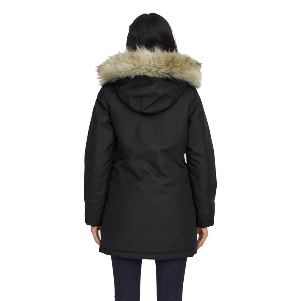 Nur schwarzer Polyesterparka