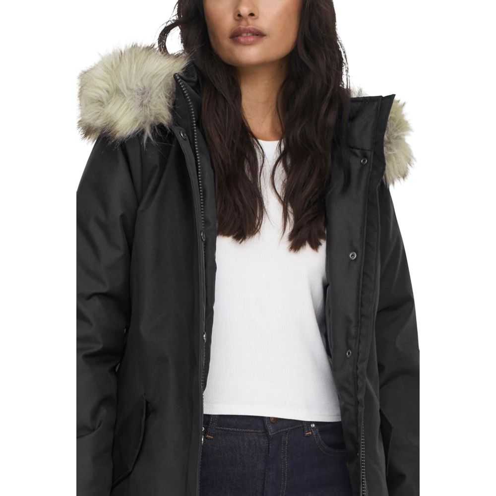 Nur schwarzer Polyesterparka