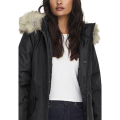 Nur schwarzer Polyesterparka