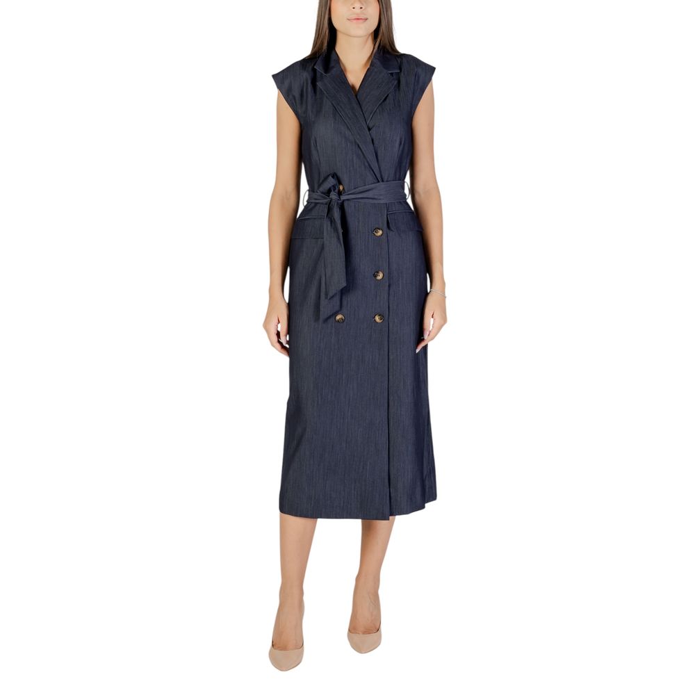 ICHI Blaues Polyester-Maxikleid