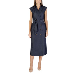 ICHI Blaues Polyester-Maxikleid