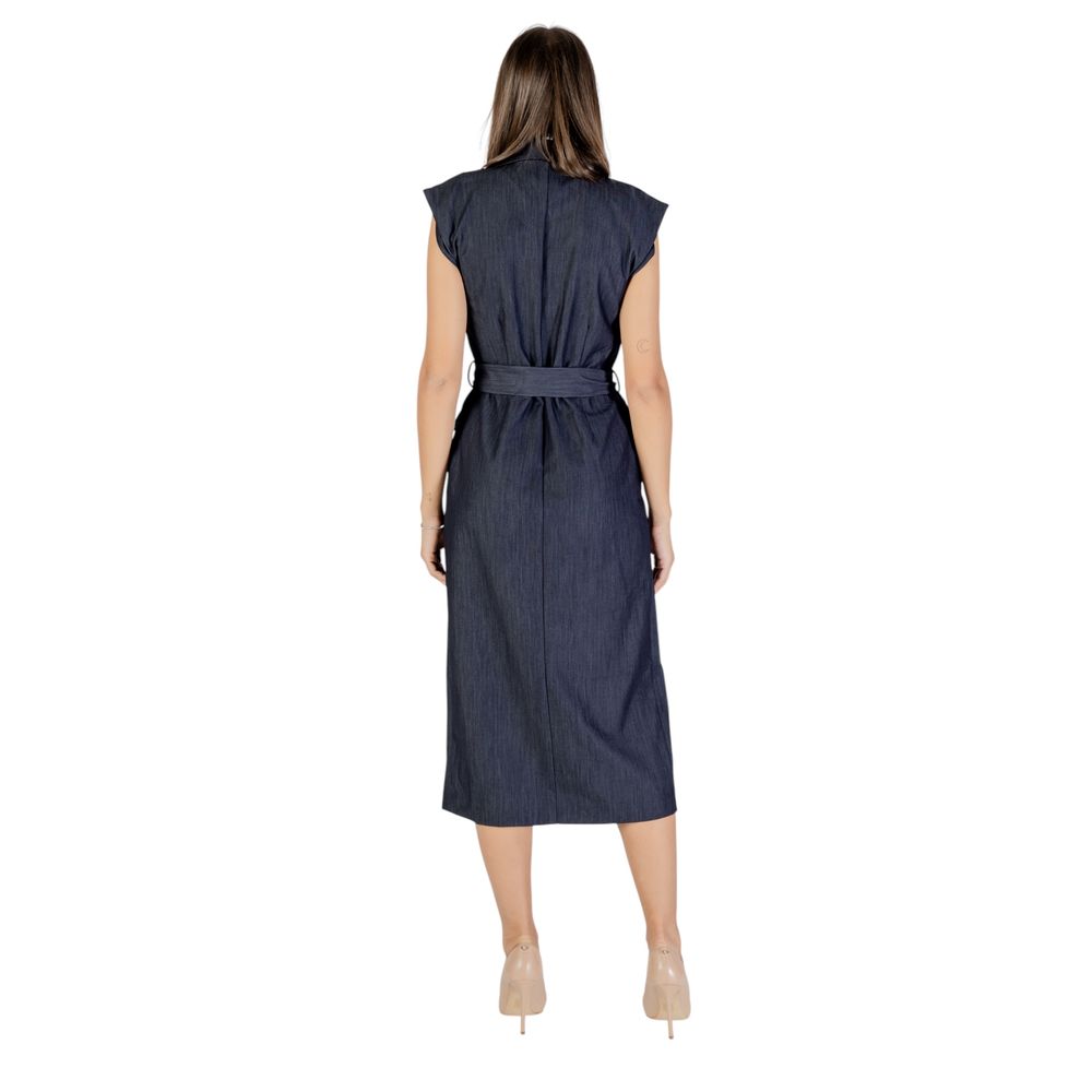 ICHI Blaues Polyester-Maxikleid
