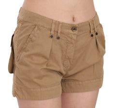 PLEIN SUD Braune Mini-Shorts mit mittelhohem Bund aus 100 % Baumwolle