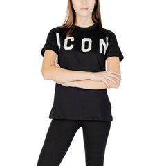 Zwart katoenen T-shirt met icoon