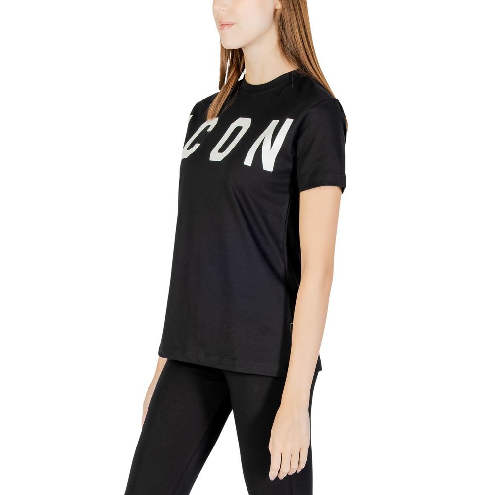 Zwart katoenen T-shirt met icoon