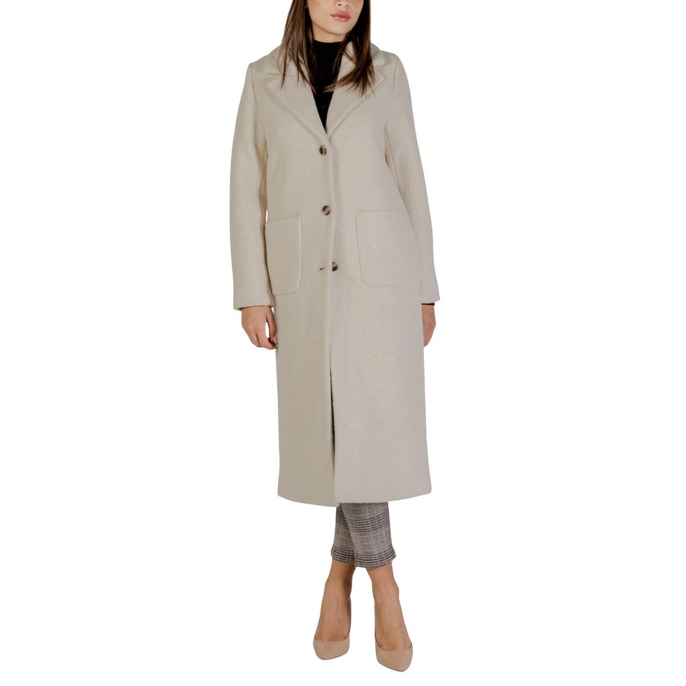 ICHI Wollmantel in Creme
