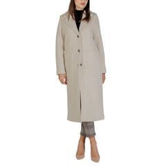 ICHI Wollmantel in Creme