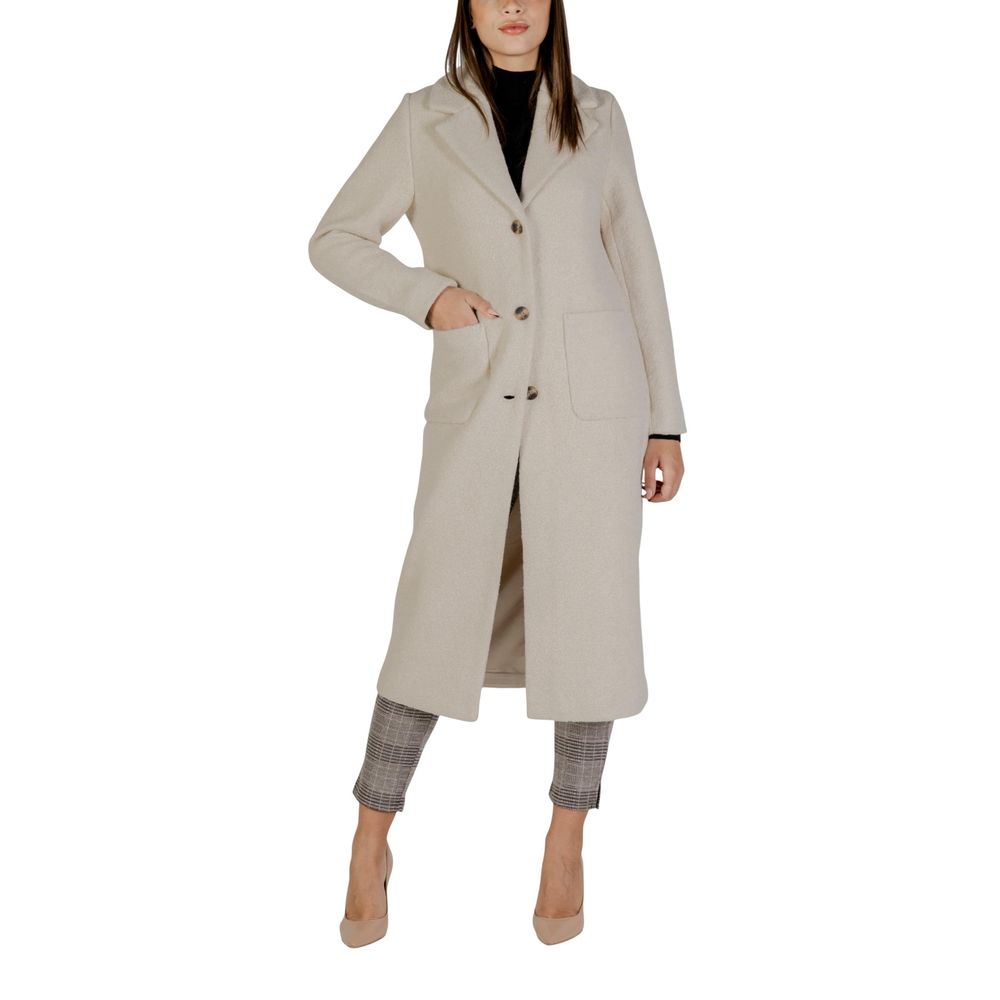 ICHI Wollmantel in Creme