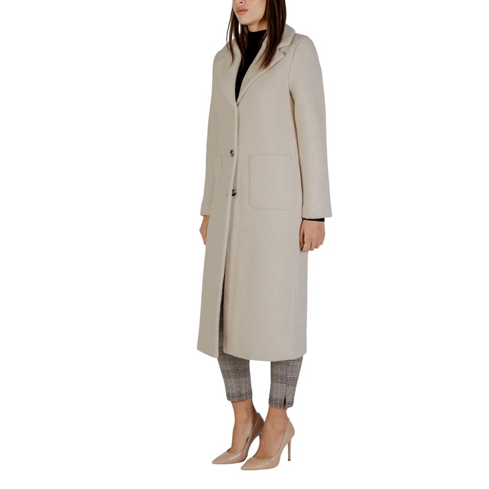 ICHI Wollmantel in Creme