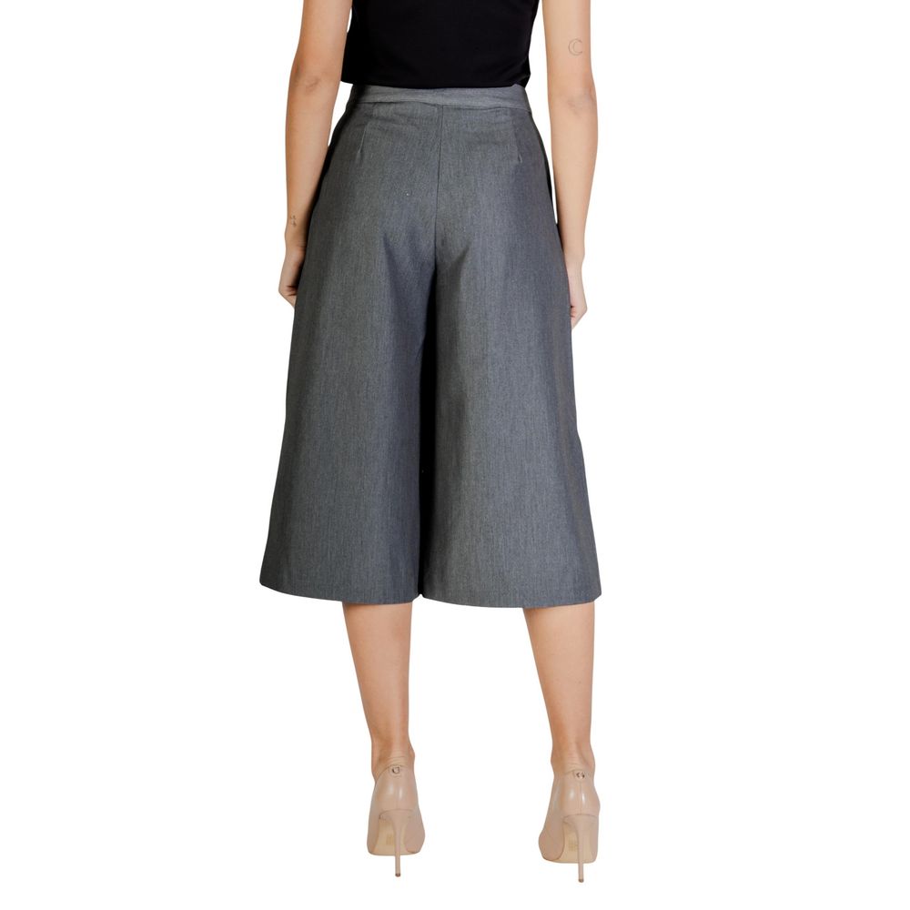 ICHI Grijze Cropped Broek van Polyester