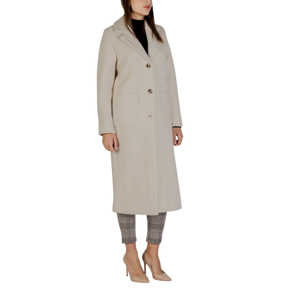 ICHI Wollmantel in Creme