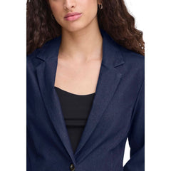 ICHI Blauwe Katoenen Blazer