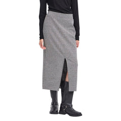 ICHI Zwart-witte polyester lange rok