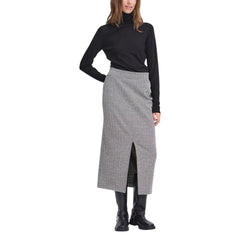 ICHI Zwart-witte polyester lange rok
