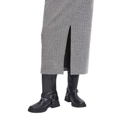 ICHI Zwart-witte polyester lange rok