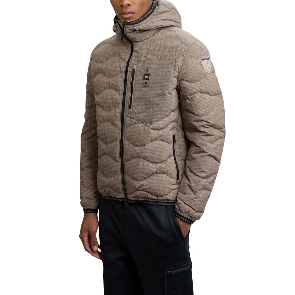 Blauer Brauner Polyester-Mantel