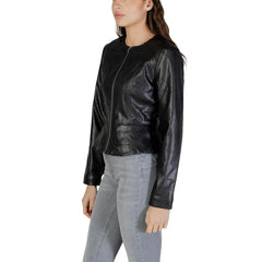 Jacqueline De Yong Zwart Polyester Leren Jack