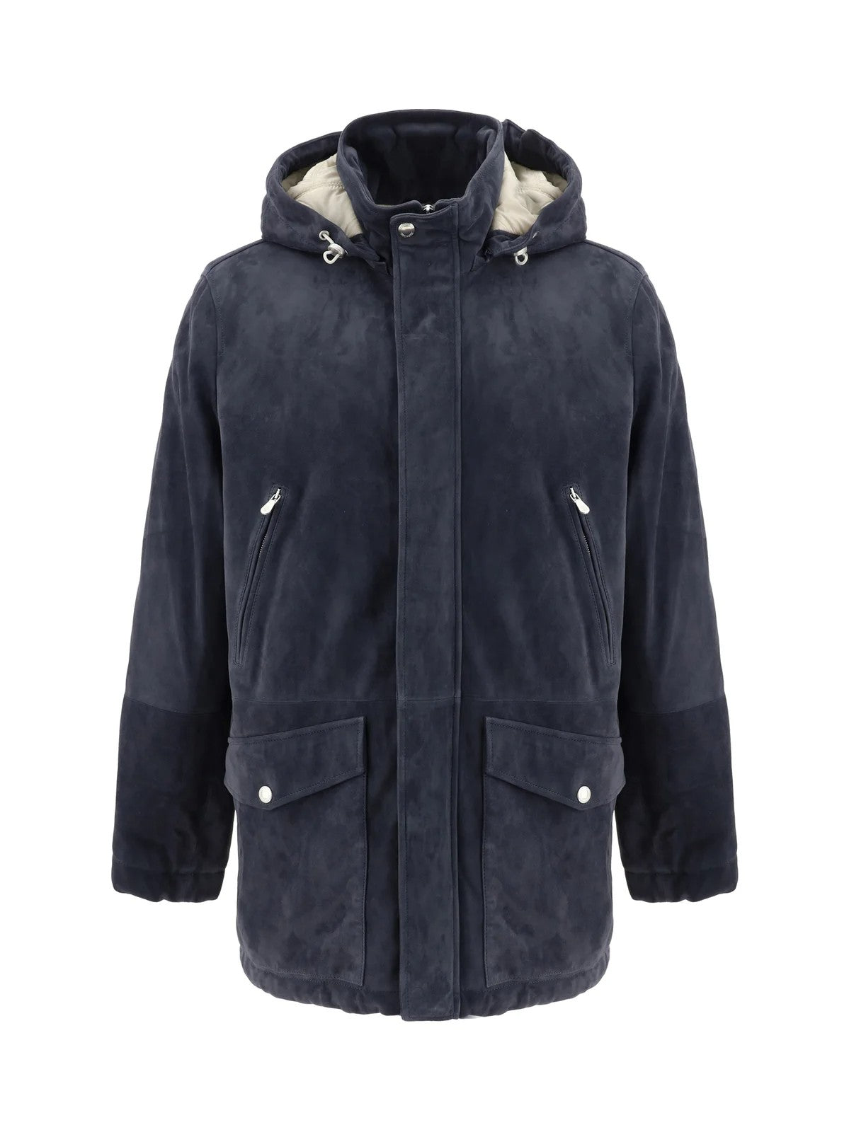 Brunello Cucinelli blaue Lederjacke