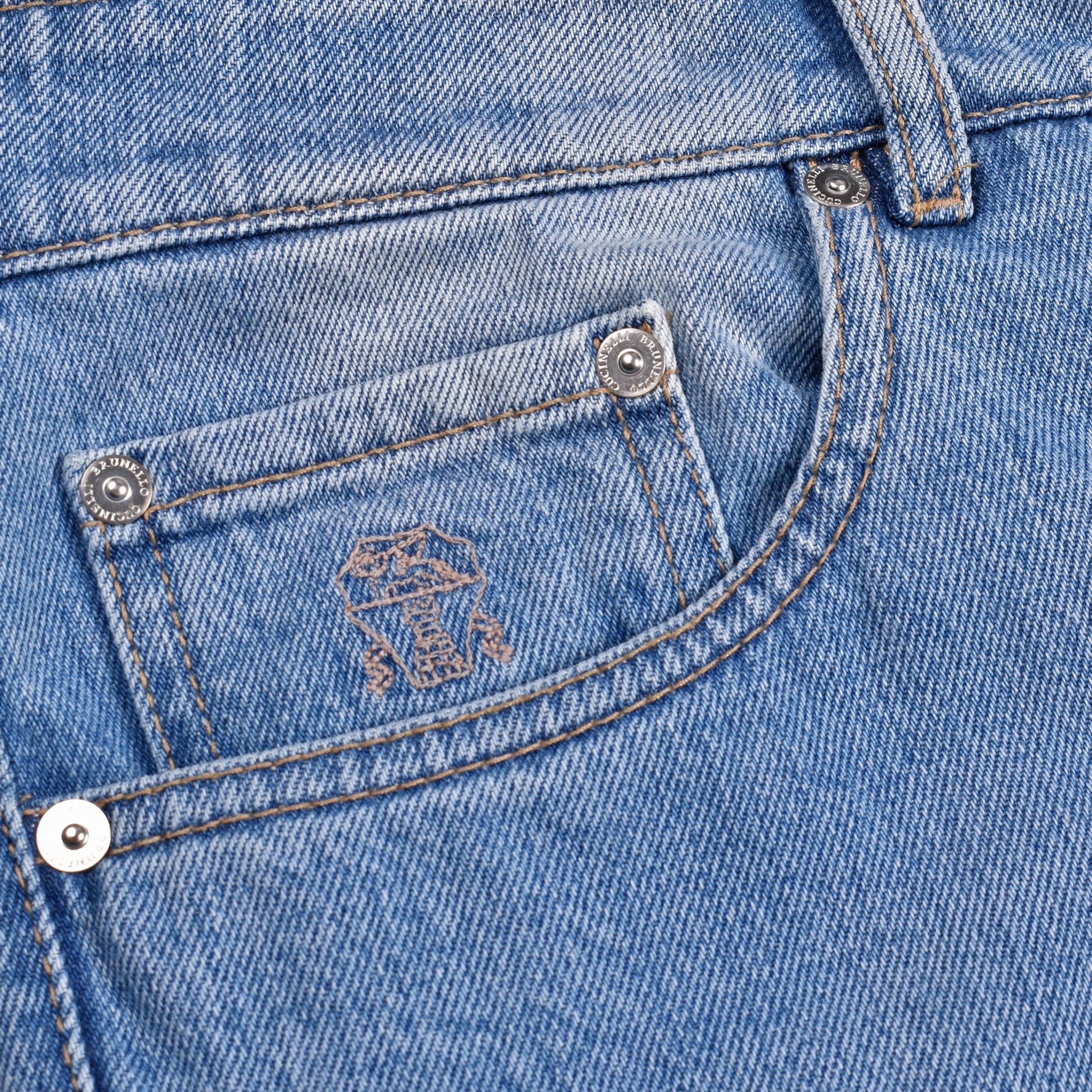 Brunello Cucinelli Blaue Baumwoll-Jeans mit geradem Bein