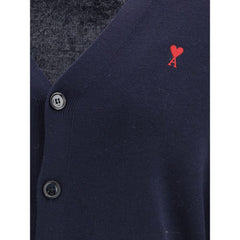 Ami Paris Blue Wool Oves Aries Cardigan