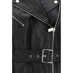 PINKO Black Goatskin Sleeveless Jacket