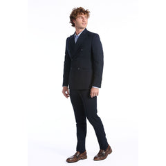 Baldinini Trend Blauw Wollen Tweedelig Pak