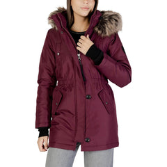 Alleen bordeauxrode polyester parka
