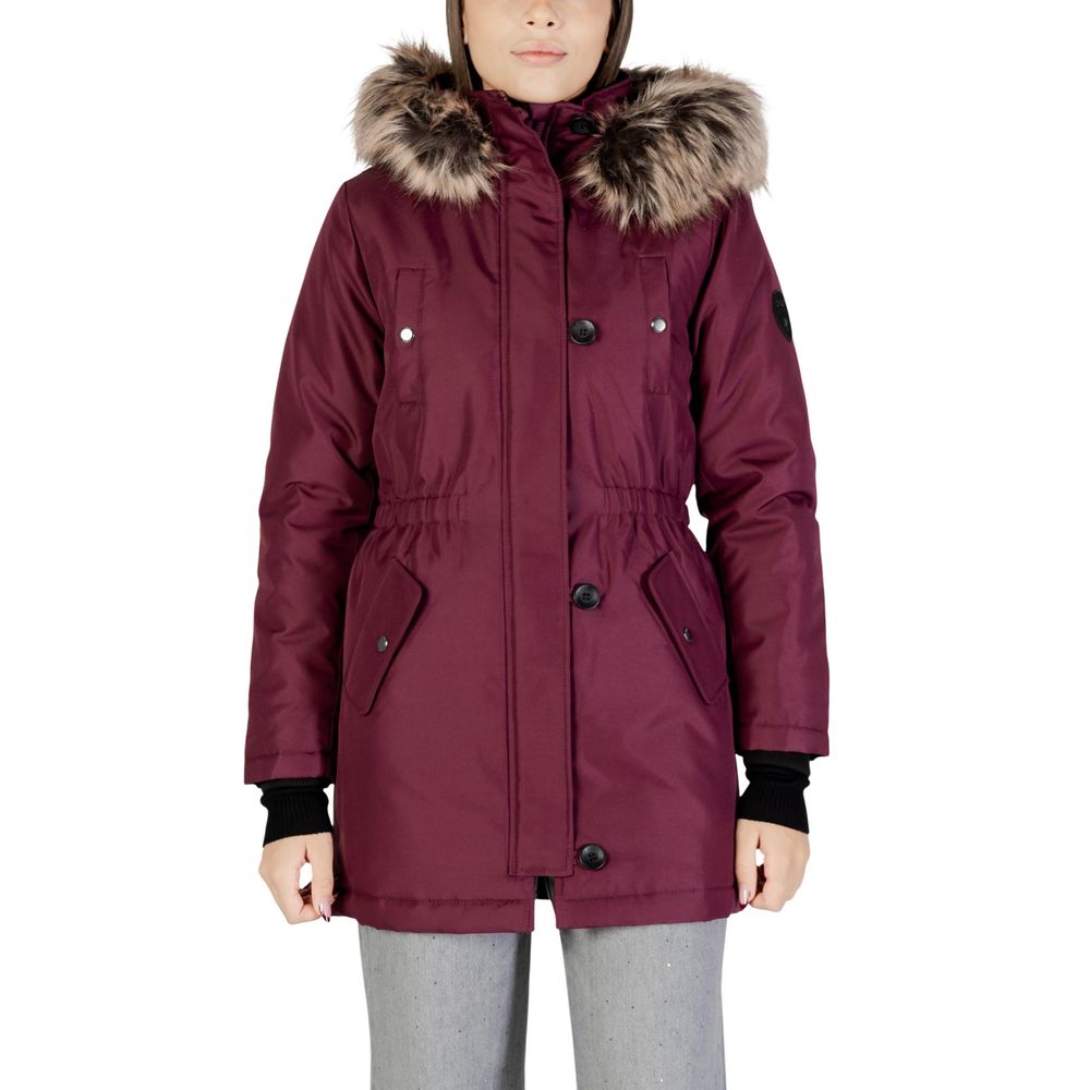 Alleen bordeauxrode polyester parka