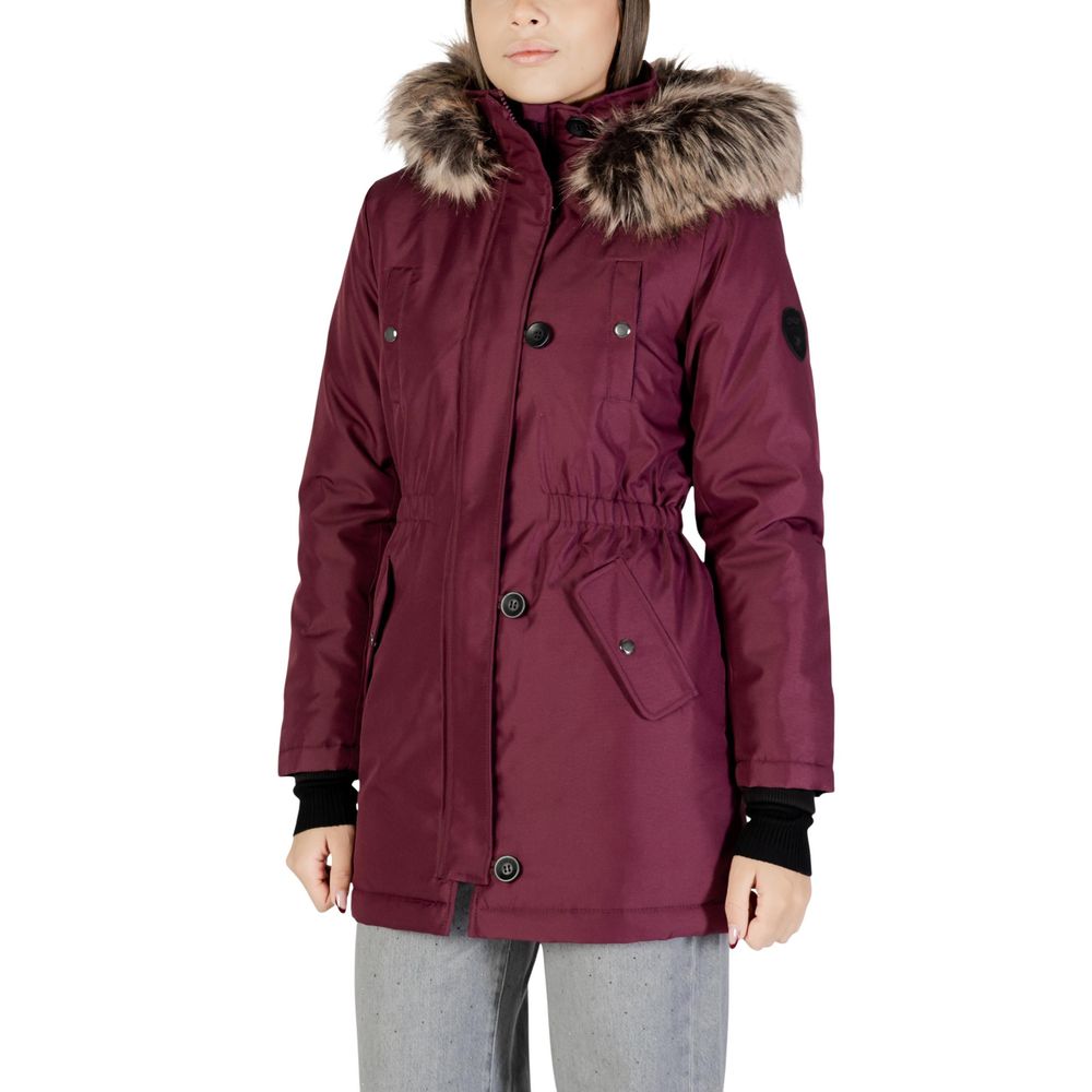 Alleen bordeauxrode polyester parka