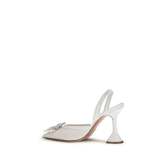 Amina Muaddi White Polyester High Heel Pumps