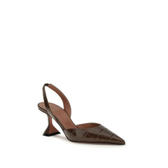 Amina Muaddi Bruin Kalfsleer Bos Taurus Plateaupumps