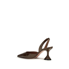 Amina Muaddi Bruin Kalfsleer Bos Taurus Plateaupumps