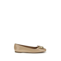 Ferragamo Beige Kalfsleren Bos Taurus Ballerina's