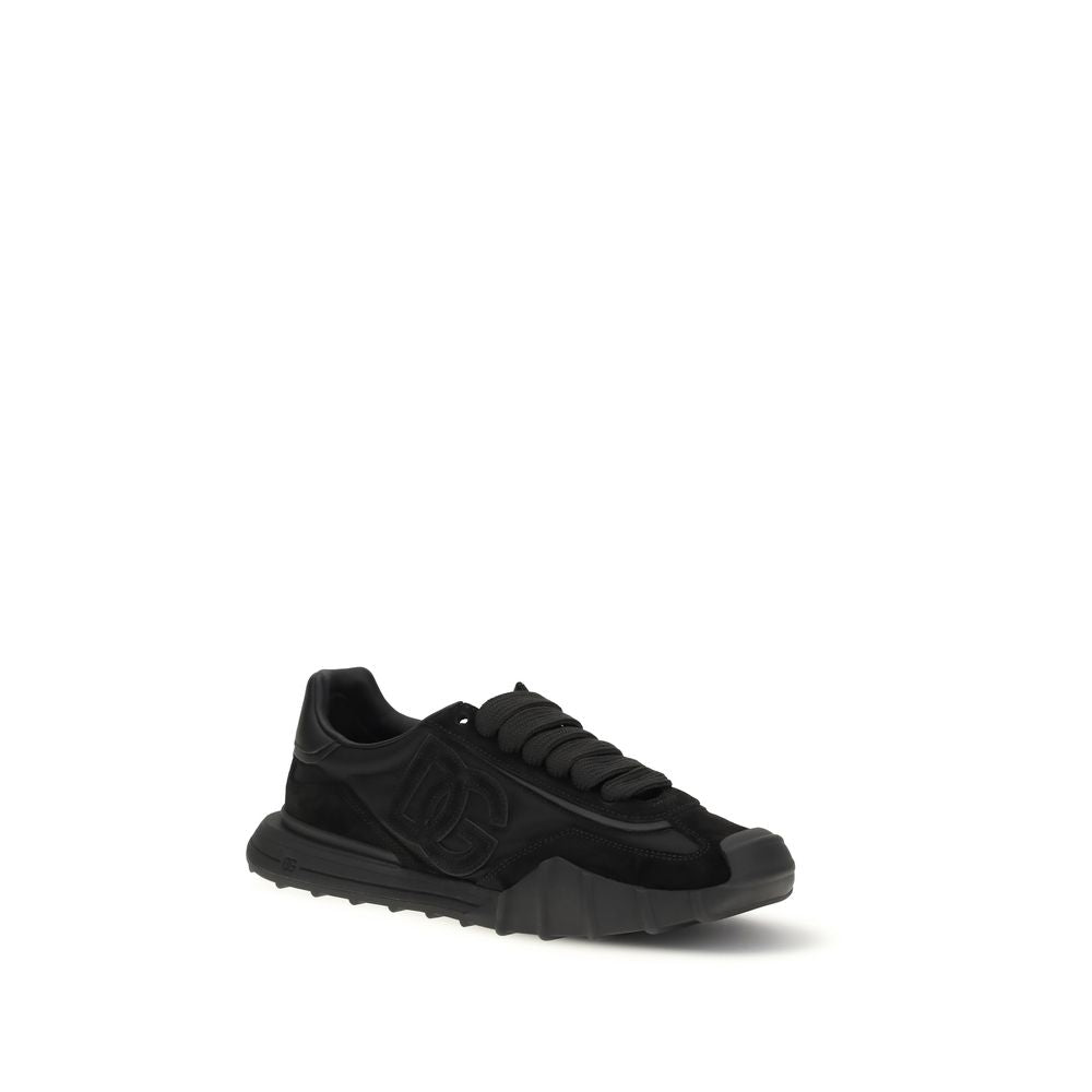 Dolce & Gabbana Schwarze Athletische Sneakers aus Kalbsleder