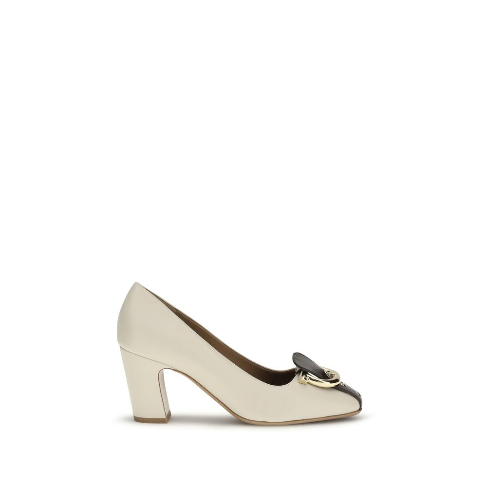 Ferragamo High Heels "Bos Taurus" aus beigem Kalbsleder