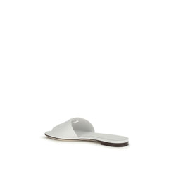 Dolce & Gabbana Witte Kalfsleer Bos Taurus Platte Sandalen